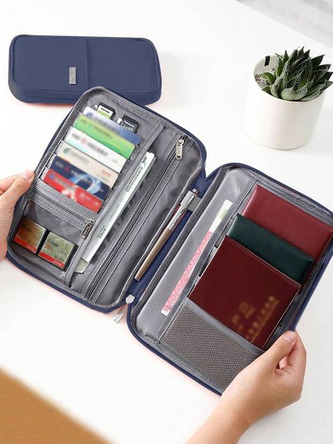 Passport Bag Ticket Passport Holder Protective Sleeve Waterproof Travel Storage Bag Abroad Multi-Purse Navy Blue    Polyamide Plain Phone Holder For Airplane   Luggage & Travel Gear, size features are:Bust: ,Length: ,Sleeve Length: Travel Wallet Passport, Vacation Bag, Luggage Bags Travel, Travel Storage Bag, Documents Organization, Passport Wallet, Wallet Organization, Travel Storage, Travel Items