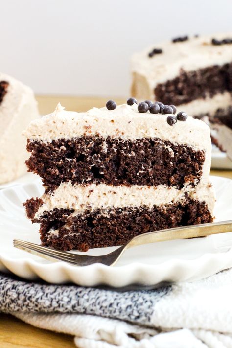 High-Altitude Mocha Cake | Dough-Eyed Sourcream Coffeecake, Mocha Cake Recipe, Chocolate Cake Layers, Coffee Frosting, Fluffy Chocolate Cake, Mocha Frosting, High Altitude Baking, Mocha Cake, Cake Layers