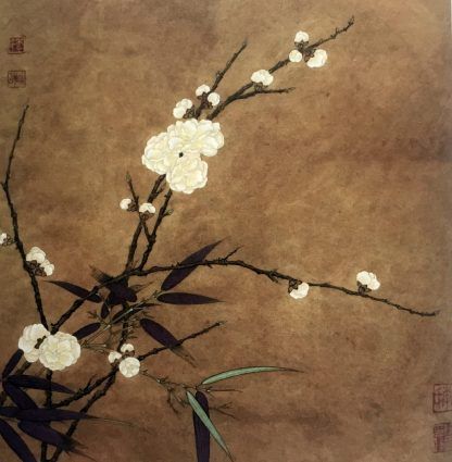 Prune Blossom with Bamboos, Ma Lin (?), Song Dynasty, 960 - 1279, painted on silk, 26.0 * 26.0 cm Song Dynasty Art, Chinese Dynasty Art, Song Dynasty Painting, Gongbi Painting, Asian Flowers, Japanese Art Styles, Chinese Art Painting, Geisha Art, Detailed Paintings