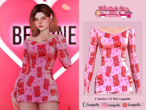 The Sims Resource - Valentines Day Xoxo Dress Sims 4 Cc Valentines Day Clothes, Sims 4 Valentines, Valentines Day Clothes, Valentines Clothes, Valentine Clothes, Day Clothes, Mermaid Top, Comfy Sets, Sims 4 Toddler