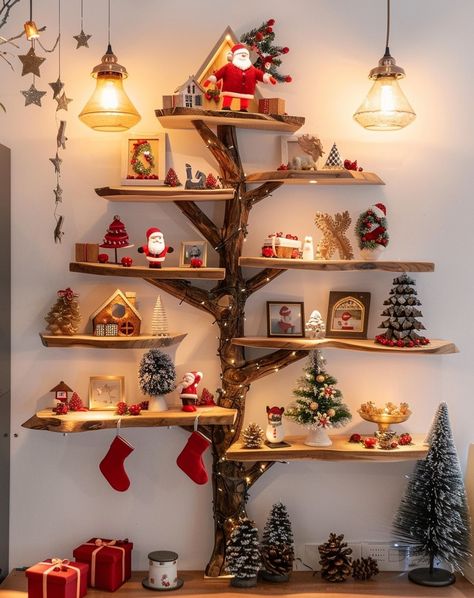 A Tree In The House That Doesn't need Light Or Watering - Tree Bookshelf 🌳 It feels amazing to have the entire forest as your home; the feeling is truly comfortable and peaceful #floatingbookshelf #smallbookcase #solidwoodbookcase #wallbookshelf #treebookcase Tree Shelf Diy, Tree In The House, Tree Shelves, Shelf Tree, Watering Trees, Holiday House Decor, Tree Bookcase, Floating Bookshelf, Tree Bookshelf