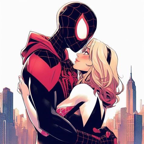 Earth 42 Gwen, Spider Man And Ghost Spider, Miles Gwen Fanart, Spiderman And Ghost Spider, Miles Morales X Gwen Stacy, Miles And Gwen Fanart, Spiderman Couple, Ghost Flower, Spiderman And Spider Gwen