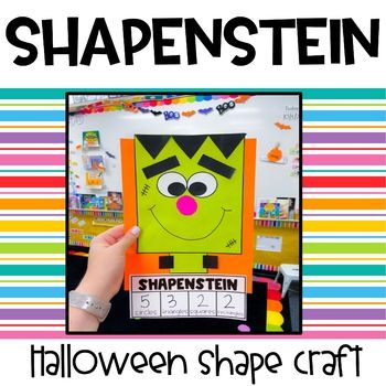 Halloween Math Craft Kindergarten, Shape Monster Craft, Halloween Craft Kindergarten, Halloween Math Activities Kindergarten, Halloween Math Craft, Prek Halloween, October Themes, Frankenstein Craft, Halloween Shapes