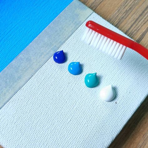 Seascape Painting With Toothbrush | toothbrush | Seascape Painting With Toothbrush | By Noman's Drawing Painting With Toothbrush, Toothbrush Painting, Toothbrush Art, Seascape Paintings Acrylic, Beachy Paintings, Easy Paintings For Beginners, Kids Canvas Painting, Acrylic Painting Diy, Paintings Acrylic