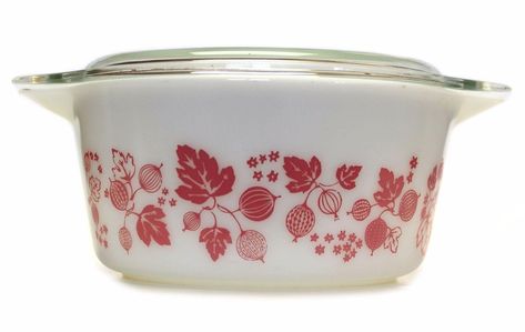 Vintage Pyrex Gooseberry Pink on White 1 1/2 Quart Casserole 474-B 1.5Qt w/ Lid | #1822952389 Pyrex Gooseberry, Pink Gooseberry, Pink Berries, Pyrex Collection, Casserole Dish With Lid, Vintage Pyrex, Casserole Dish, Pyrex Vintage, Pyrex