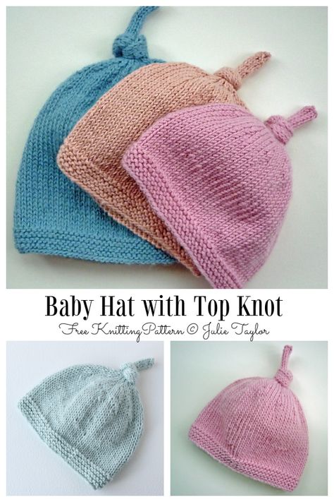 Top Knot Baby Beanie Hat Free Knitting Pattern - Knitting Pattern Baby Hat Knitting Patterns Free Newborns Free, Top Knot Baby Hat Pattern, Newborn Knitted Hat Pattern Free, Pixie Hat Knitting Pattern Free, Baby Headband Knitting Pattern Free, Newborn Beanie Knitting Pattern Free, Childs Hat Knitting Pattern Free, Pixie Hat Pattern, Knitted Baby Hats