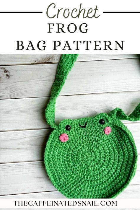 A perfect Frog Crochet Bag Pattern to add to your collection of crochet frog patterns. This frog crochet pattern is easy to follow and quick to make! Frog Bag Crochet Pattern Free, Crochet Frog Pattern Free, Crochet Frog Pattern, Frog Bag, Frog Crochet Pattern, Crochet Sling Bag, Frog Crochet, Crochet Frog, Crochet Bag Pattern Free