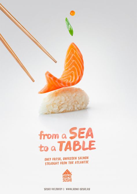 HOME SUSHI Advertising campaign :: Behance Sushi Advertising, Home Sushi, Sushi Logo, 광고 디자인, Publicidad Creativa, Food Graphic Design, Food Poster Design, Food Ads, Poster Ads