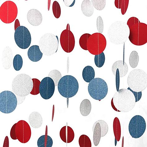 Red White And Blue Baby Shower Ideas, Red White And Due Baby Shower Theme, Red White Blue Party Decorations, Streamers Ceiling, Hangings Decorations, American Themed Party, Medical Camp, Streamer Decorations, Trendy Invitations