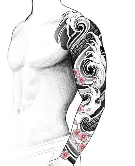 Tattoo Japonais, Pattern Tattoos, Geometric Mandala Tattoo, Geometric Sleeve Tattoo, Tattoo Templates, Geometric Tattoo Design, Creepy Tattoos, Greek Tattoos, Japanese Sleeve Tattoos