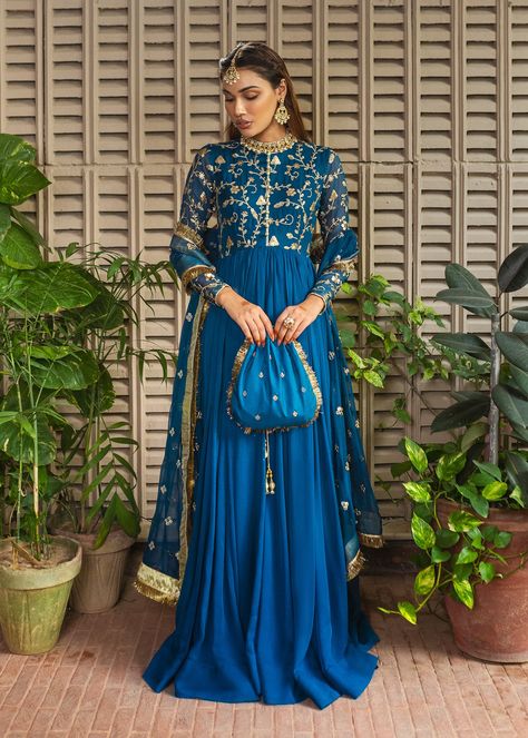 Plus Size Gown, Wedding Evening Gown, Floor Length Anarkali, Evening Wear Dresses, Chiffon Pants, Potli Bag, Plus Size Gowns, Anarkali Gown, Fitted Sleeves