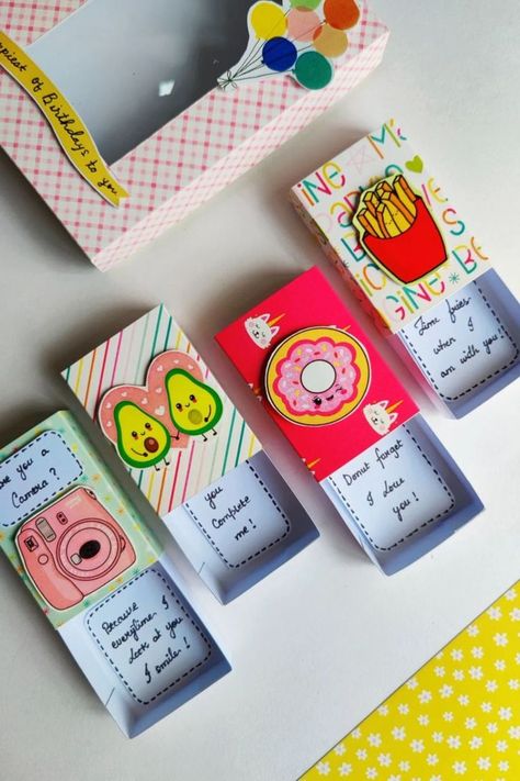 MATCH BOX ART Diy With Matchboxes, Match Boxes Craft, Diy Sorry Gifts, Matchbox Crafts Birthday, Match Box Art Matchbox Crafts, Matchbox Crafts Diy, Sorry Gift Ideas, Matchbox Messages, Match Box Craft