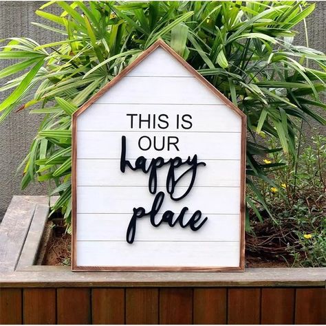 Our Happy Place, Living Room Bed, Family Frames, Family Sign, Sign Decor, Home Sign, Indoor Patio Furniture, Home Decor Signs, Wood Wall Decor