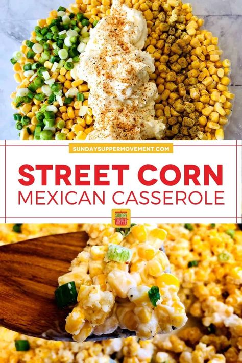 Mexican Street Corn Casserole Recipe, Street Corn Casserole Recipe, Street Corn Mexican, Frozen Corn Recipes, Mexican Street Corn Casserole, Street Corn Casserole, Easy Mexican Street Corn, Mexican Corn Recipes, Elote Recipe