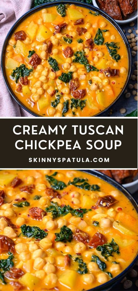 Creamy Tuscan Chickpea Soup – Skinny Spatula Soups Recipes Healthy, Soup Benefits, Soup Recipe Healthy, Soup Recipe Easy, Healthy Soup Recipe, Broth Soup, Easy S, Soups Recipes, Healthy Soups