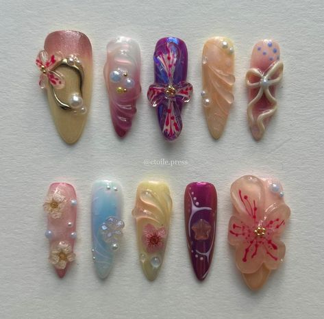 Fairy Nails Aesthetic, Orchid Nails, Long Almond, Claw Nails, Really Cute Nails, Nail Sets, Almond Shape, Manicure Y Pedicure, Dream Nails