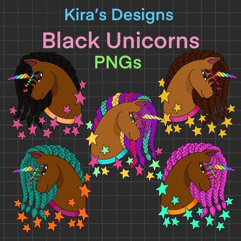 Black Unicorn Design | Unicorn with Braids| Afro Unicorn | Braided Mane Unicorn Braid, Unicorn Clip Art, Afro Unicorn, Unicorns Png, Black Afro, Unicorn Wall Art, Unicorns Clipart, Black Unicorn, Unicorn Wall