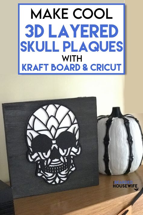 Skeleton Cricut Projects, Skull Cricut Projects, Kraft Board Projects Cricut, Gothic Cricut Projects, Skull Cricut, Spooky Room Decor, Halloween Cricut, Diy Skulls, Skull Crafts