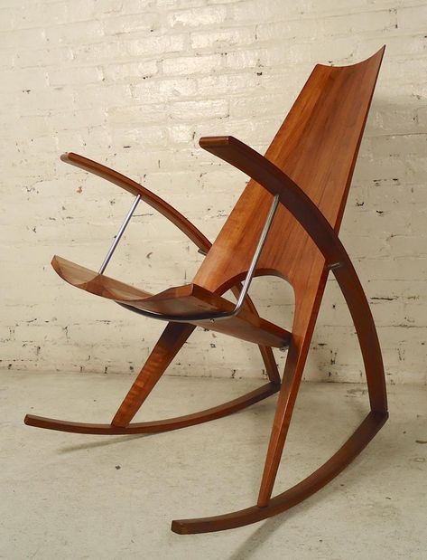 Modern Rocker, Metal Rocking Chair, Modern Rocking Chair, Chair Design Wooden, Wooden Rocking Chairs, Furniture Design Chair, Live Edge Furniture, Eclectic Interior Design, Bamboo Chair