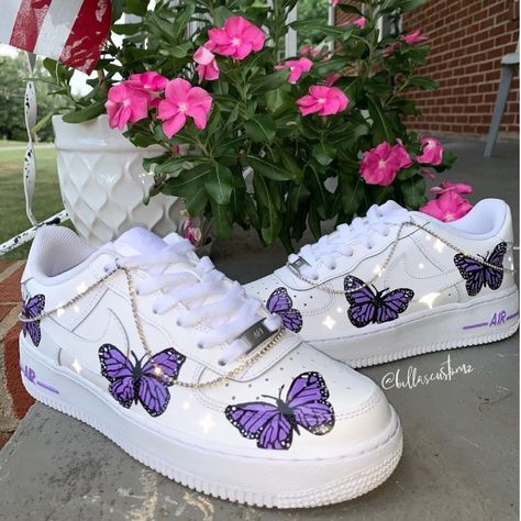 Quinceanera Heels Purple, Quinceanera Shoes Purple, Purple Butterfly Shoes, Purple Jordans, Quince Shoes, Παπούτσια Nike Free, Quinceanera Shoes, Snicker Shoes, Rave Shoes