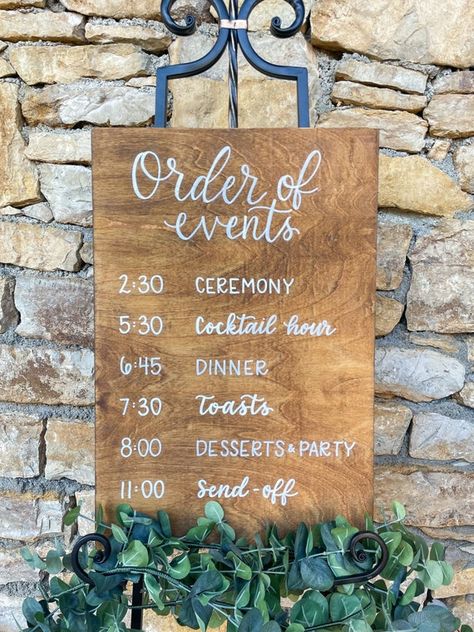 Rustic Wedding Timeline Sign, Meet The Wedding Party Display, Wedding Schedule Sign, Wedding Events Timeline, Order Of Events Wedding Sign, Wedding Timeline Sign, Order Of Events Sign, Print Lettering, Order Of Events