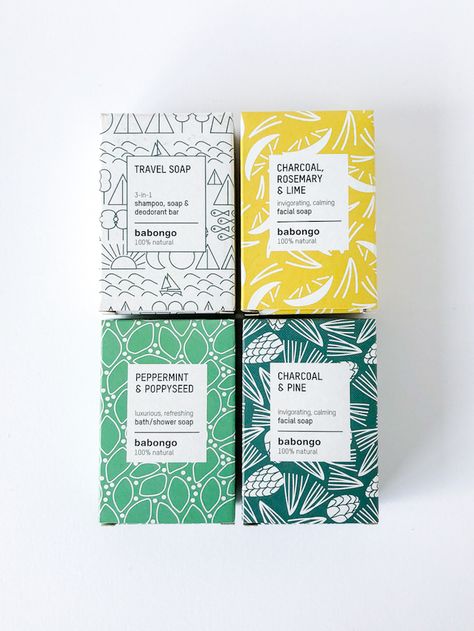 Natural soap collection, Babongo - Jessica Nielsen - surface pattern design One Color Packaging Design, Patterns For Packaging, Great Packaging Design, Nature Inspired Patterns, Sophisticated Packaging Design, Packaging With Pattern, Natural Package Design, Natural Product Design, Cleaning Packaging Design