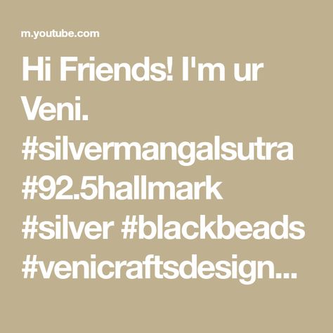 Hi Friends! I'm ur Veni. #silvermangalsutra #92.5hallmark #silver #blackbeads #venicraftsdesigner In this video I'm sharing latest fancy silver mangalsutr... Silver Mangalsutra Designs, Silver Mangalsutra, Pooja Items, Silver Pooja Items, Beads Collection, Mangalsutra Designs, Silver Ornaments, Silver Gifts, Gift Items