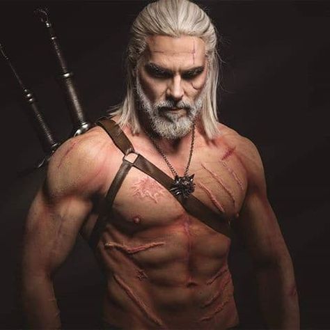 similar scars(claw marks) over torso and arms(faint as they are healed) Geralt Of Rivia Cosplay, God Of Life, Witcher 4, Cd Project Red, Digital Fanart, Magic Healing, Best Cosplay Ever, The Witcher Geralt, The Witcher Books