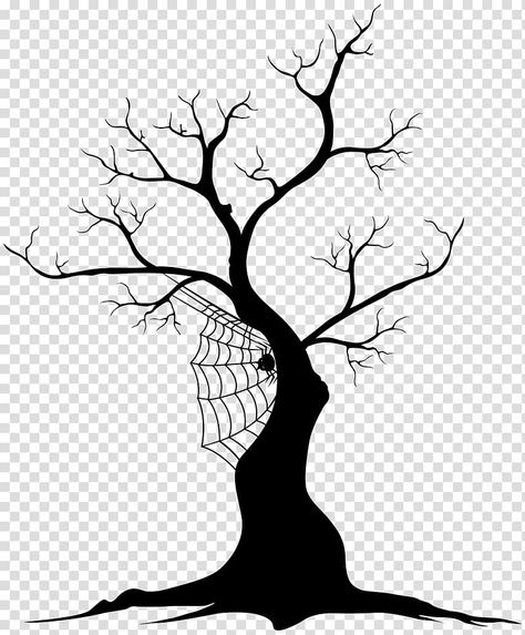 Black Tree Drawing, Halloween Tree Drawing, Halloween Tree Silhouette, How To Draw A Spooky Tree, Spooky Tree, Halloween Tree Illustration, Spooky Tree Drawing, Spooky Tree Template Free, Spooky Trees For Halloween Art