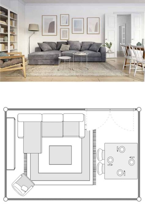 11 Amazing 12X18 Living Room Layouts - Home Decor Bliss Living Room Layouts, Small Bedroom Makeover, Dining Room Layout, Rectangular Living Rooms, Furniture Design Sketches, Room Layouts, Large Ottoman, Furniture Placement, Small Cottage