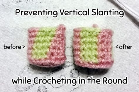 To get that vertical stripe effect without the stitches slanting, do all your single crochets in the front loop only. Crochet In The Round, Crochet Hack, Crochet Geek, Crochet Simple, Crochet Stitches Tutorial, Crochet Instructions, Crochet Round, Diy Crochet Projects, Crochet Basics