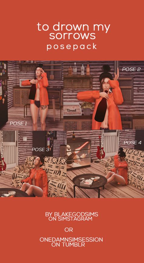 TO DROWN MY SORROWS POSEPACK BY BLAKEGODSIMS | simpeachie on Patreon Sims 4 Moving Out Poses, Sims 4 Pose Packs Solo, Pose By Pack Sims 4, Sims 4 Bestie Pose Pack, Sims 4 Pose Packs Pregnant, Romantic Drinks, 4 Piercings, Ts4 Poses, Sims 4 Couple Poses