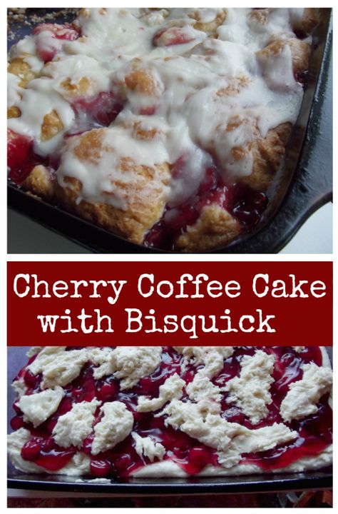 Cherry Coffee Cake Using Bisquick! Bisquick Sweets, Bisquick Desserts, Bisquick Coffee Cake Recipe, Impossible Pies, Cherry Coffee Cake, Jiffy Mix, Bisquick Recipes, Coffee Cakes, Oreo Dessert