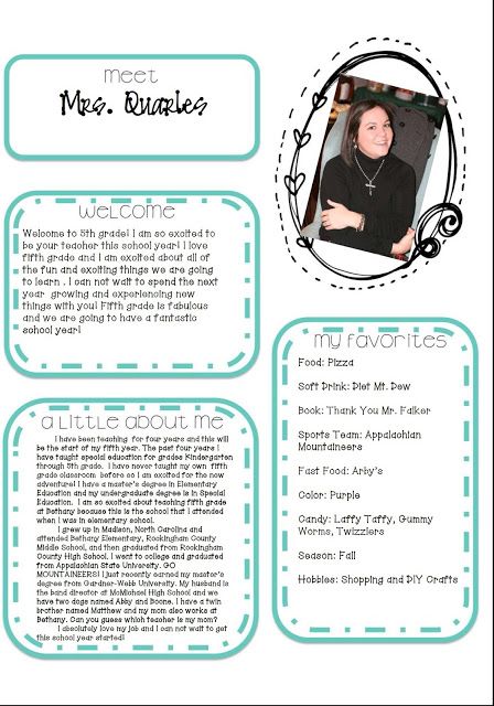 All about Me! Also, if you followed fierceandfabulousin5th the website has changed to wonderfulworldofspecialeducation.blogspot.com Teacher Bio Template, Teacher Bio, Teacher Welcome Letters, Teacher Newsletter Template, Teacher Introduction Letter, Teacher Introduction, Teacher Letter, Introduction Letter, Meet The Teacher Template