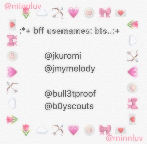 Kawaii Usernames For Instagram, Cute Username Ideas Names Kpop, Jimin Username Ideas For Instagram, Cute Kpop Username, Bts Username Ideas For Instagram Ot7, Username Ideas Instagram Aesthetic Kpop, Soft Username Ideas, Bts Username Ideas For Instagram, Kawaii Usernames