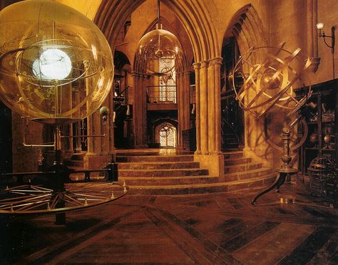 hogwarts castle interior | Greetings from Hogwarts | the modern day atelier Astronomy Classroom, Hogwarts Interior, Astronomy Design, Hufflepuff Aesthetic, Harry Potter Set, Armillary Sphere, Hogwarts Castle, Hogwarts Aesthetic, Albus Dumbledore