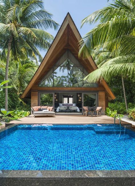 St Regis Maldives, Tropical House Design, Aesthetic Interior Design, Small Villa, Bali House, Rest House, Resort Design, Garden Villa, Tropical House