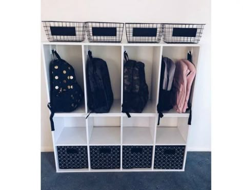 This almost has us excited for back-to-school season. Almost. Image supplied. School Bag Storage Ideas, Storage Ideas Closet, Bag Storage Ideas, School Bag Storage, Kmart Decor, Ideas Closet, School Storage, Closet Hacks, Hallway Storage