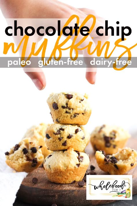 Paleo Chocolate Chip Muffins, Smart Sweets, Chocolate Chip Muffins Easy, Whole Food Eating, Mini Chocolate Chip Muffins, Blueberry Lemon Scones, Muffins Paleo, Paleo Breakfasts, Paleo Muffins