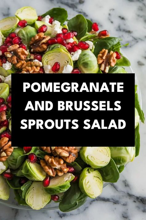 A photo of a  Pomegranate and Brussels Sprouts Salad a winter salad recipes Brussels Sprout And Pomegranate Salad, Brussel Sprout Salad With Pomegranate, Easy Winter Salad, Blue Cheese Salad Recipes, Light Side Dishes, Salad With Pomegranate, Christmas Salad Recipes, Winter Salad Recipes, How To Stop Cravings