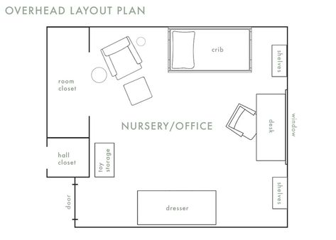 Caitlin’s Joint Nursery/Office Update - Figuring Out A Multifunctional Layout - Emily Henderson Nursery With Office Desk, Nursery With A Couch, Office / Nursery, Office With Nursery, Nursery And Study Combined, Nursery / Office Ideas, Nursery And Computer Room, Study And Nursery Room, Office In Nursery