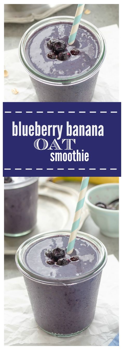 Blueberry Banana Oat Smoothie is a vegan smoothie packed with antioxidants and potassium. It's a great way to start the day! @Flavor the Moments Fruit Smoothies Recipes, Recipes With Yogurt, Smoothie Low Carb, Smoothie Bowl Vegan, Banana Oat Smoothie, Smoothie Flavors, Smoothies Vegan, Smoothie Recipes With Yogurt, Blueberry Banana Smoothie