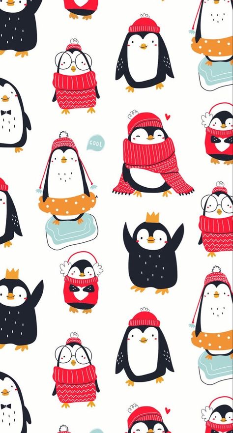 Constellation Lion, Pinguin Illustration, Christmas Phone Backgrounds, Bookmark Art, Penguin Wallpaper, Christmas Posters, Penguin Drawing, Rude People, Xmas Wallpaper