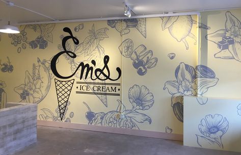 Ice Cream Mural, Cafe Mural, Waffle Shop, Organic Ice Cream, Woods Design, Ice Cream Logo, Ice Cream Companies, Ice Cream Stand, Ice Cream Theme