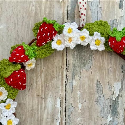 Crochet Strawberry Garland, Strawberry Garland, Crochet Wreath, Crochet Strawberry, Hello Weekend, May 17, Strawberries, The Weekend, Baby Shower