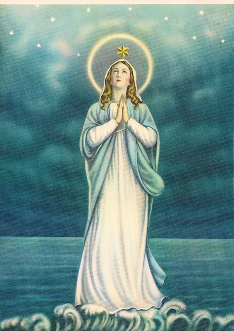 Ave Maris Stella, Mary Star Of The Sea, Mary Virgin, Star Of The Sea, Catholic Wallpaper, Virgin Mary Art, Blessed Mary, Stella Maris, Queen Of Heaven