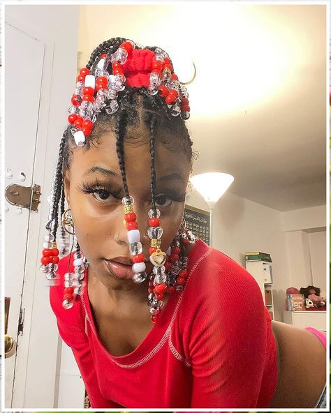 Winter Hair Braids - Like what you saw? Act and visit to find more. Make It TODAY! Y2k Braids With Beads, Natural Braids With Beads, Cute Braided Hairstyles, Cute Box Braids Hairstyles, Braids With Beads, Girls Hairstyles Braids, Knotless Braids, Braided Hairstyles For Black Women, Hair Decorations