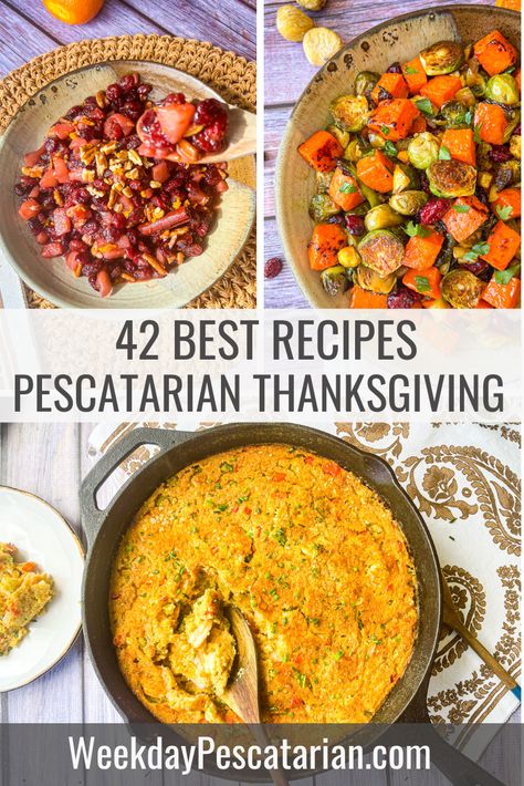 Fish Thanksgiving Recipes, Thanksgiving Pescatarian Recipes, Seafood For Thanksgiving, Pescatarian Fall Recipes, Seafood Thanksgiving Recipes, Pescatarian Christmas Dinner, Pescatarian Appetizers Parties, Pescatarian Thanksgiving Recipes, Thanksgiving Pescatarian