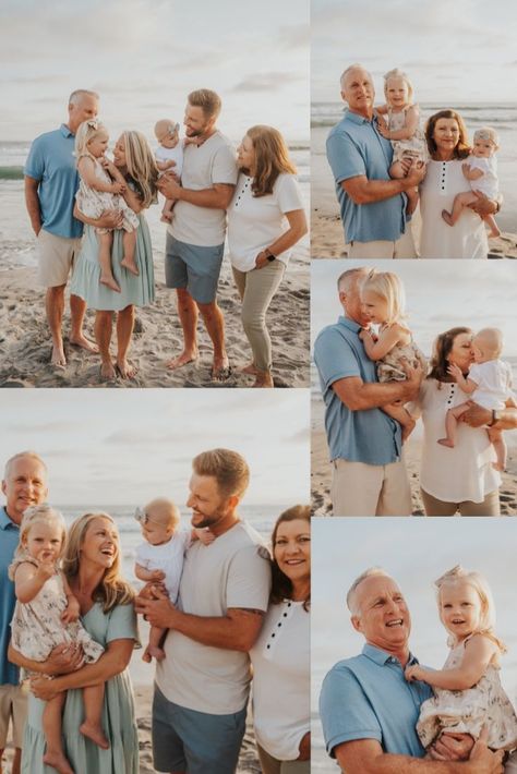 Photoshoot With Grandparents, Family Photoshoot With Grandparents, Big Family Photo Shoot Ideas, Extended Family Photoshoot, Large Family Photo Shoot Ideas, Family Beach Pictures Outfits, Beach Photoshoot Family, Vacation Photoshoot, Extended Family Pictures