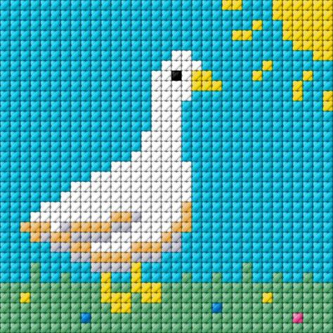 Goose Cross Stitch Pattern Free, Goose Perler Bead Pattern, Goose Cross Stitch, Cross Stitch Calculator, Perler Crafts, Cross Stitch Bird, Cross Stitch Patterns Free, Online Pattern, Perler Bead Patterns